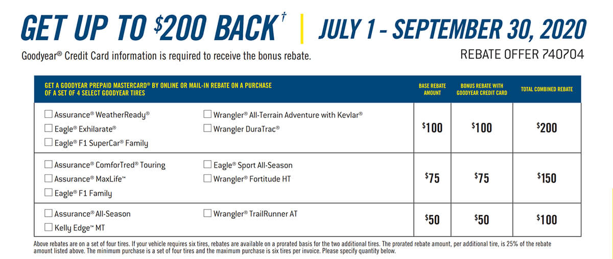 Goodyear Tire Rebate - Get Up To $200 Back! — Kubly's Automotive